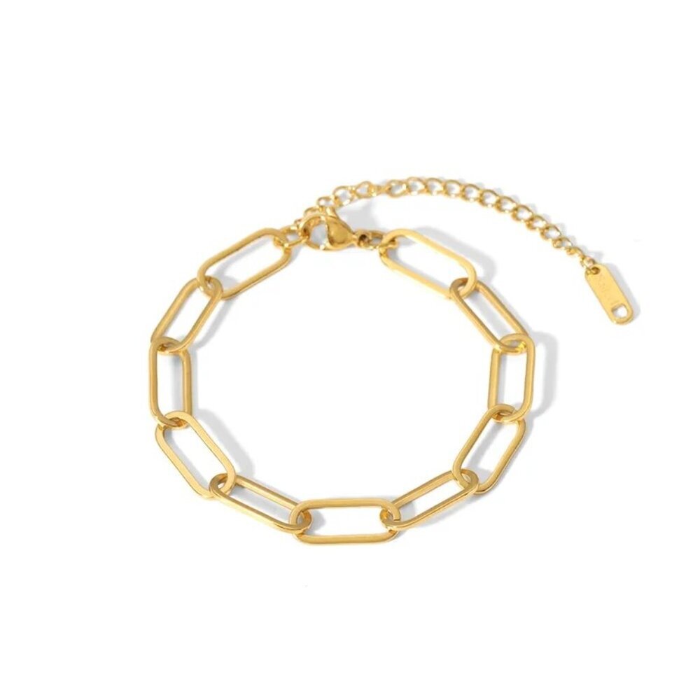 18K Gold Plated Paperclip Chain Bracelet – Minimal Luxe Link Jewelry